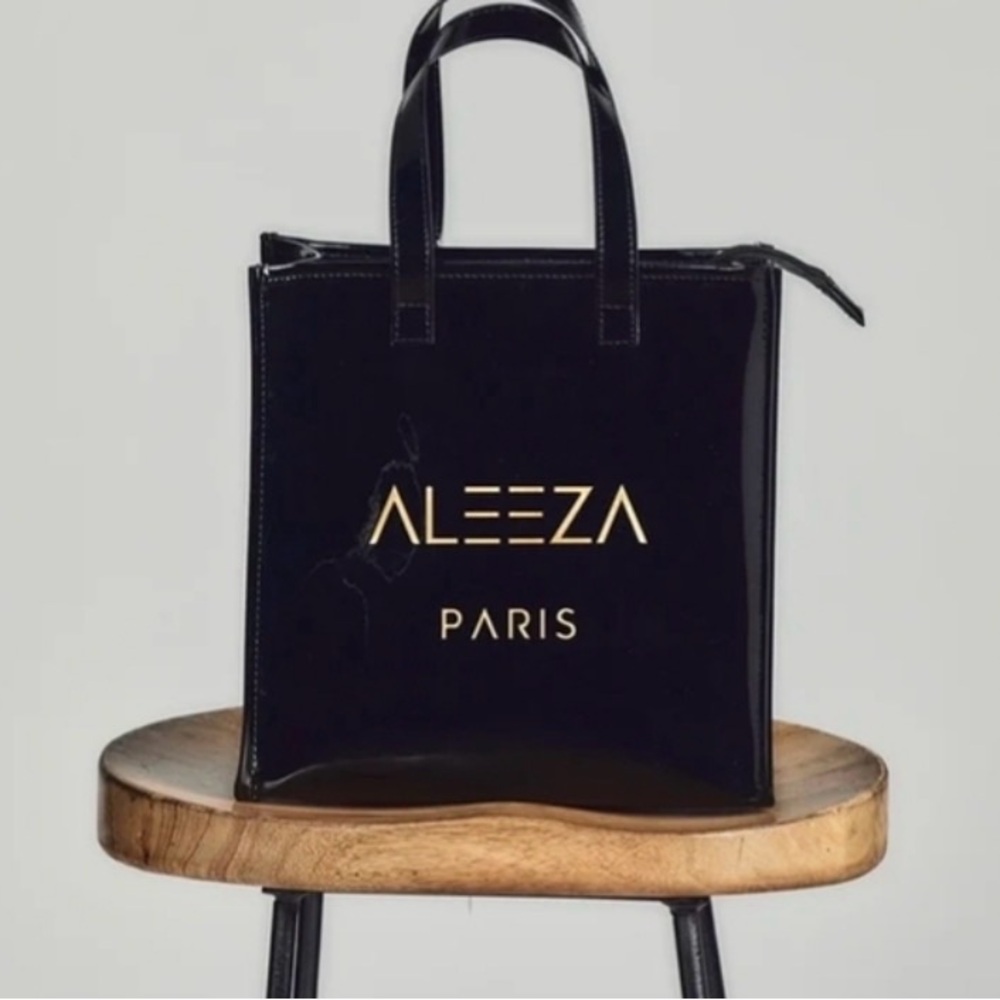 Aleeza Paris Patent Black Tote Bag